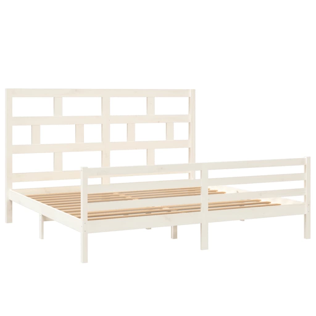 Cadre de lit sans matelas blanc bois massif 200x200 cm - XIOS