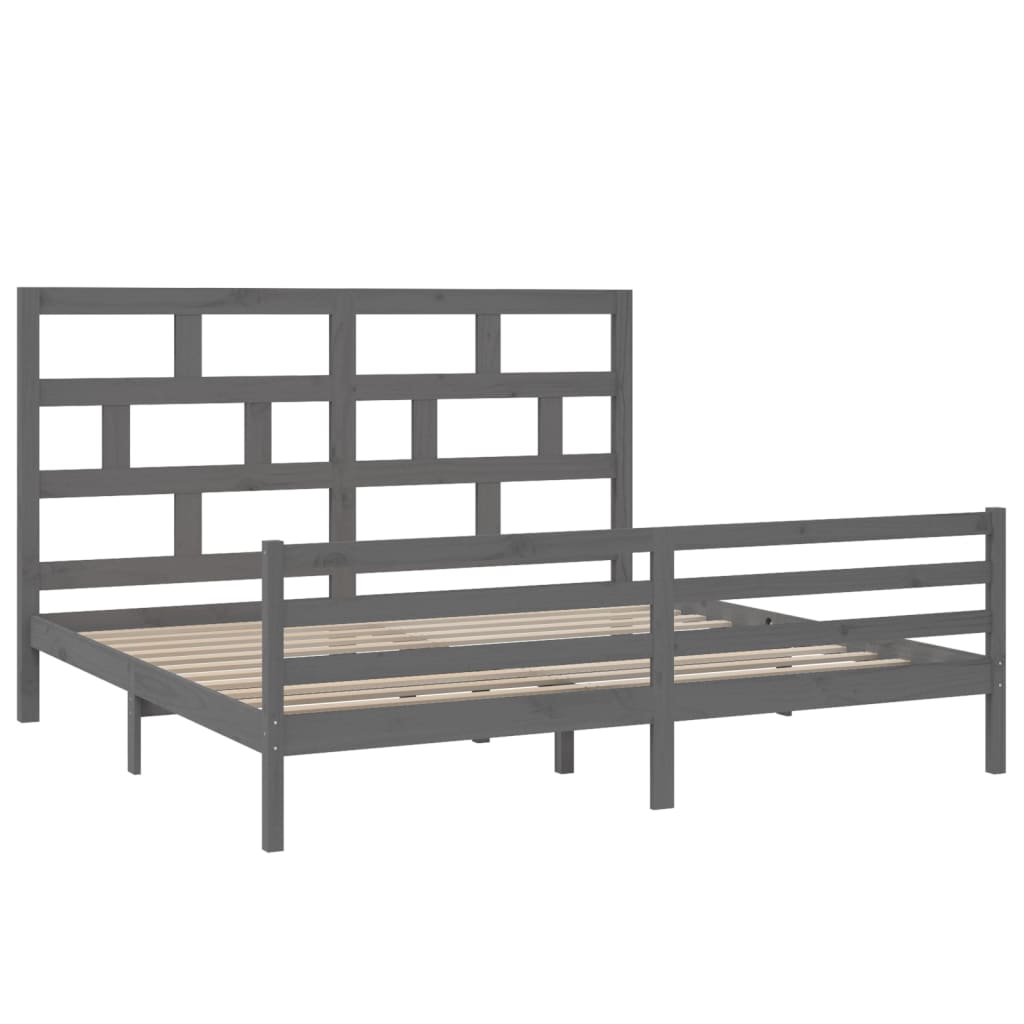 Cadre de lit sans matelas gris bois massif 200x200 cm - XIOS