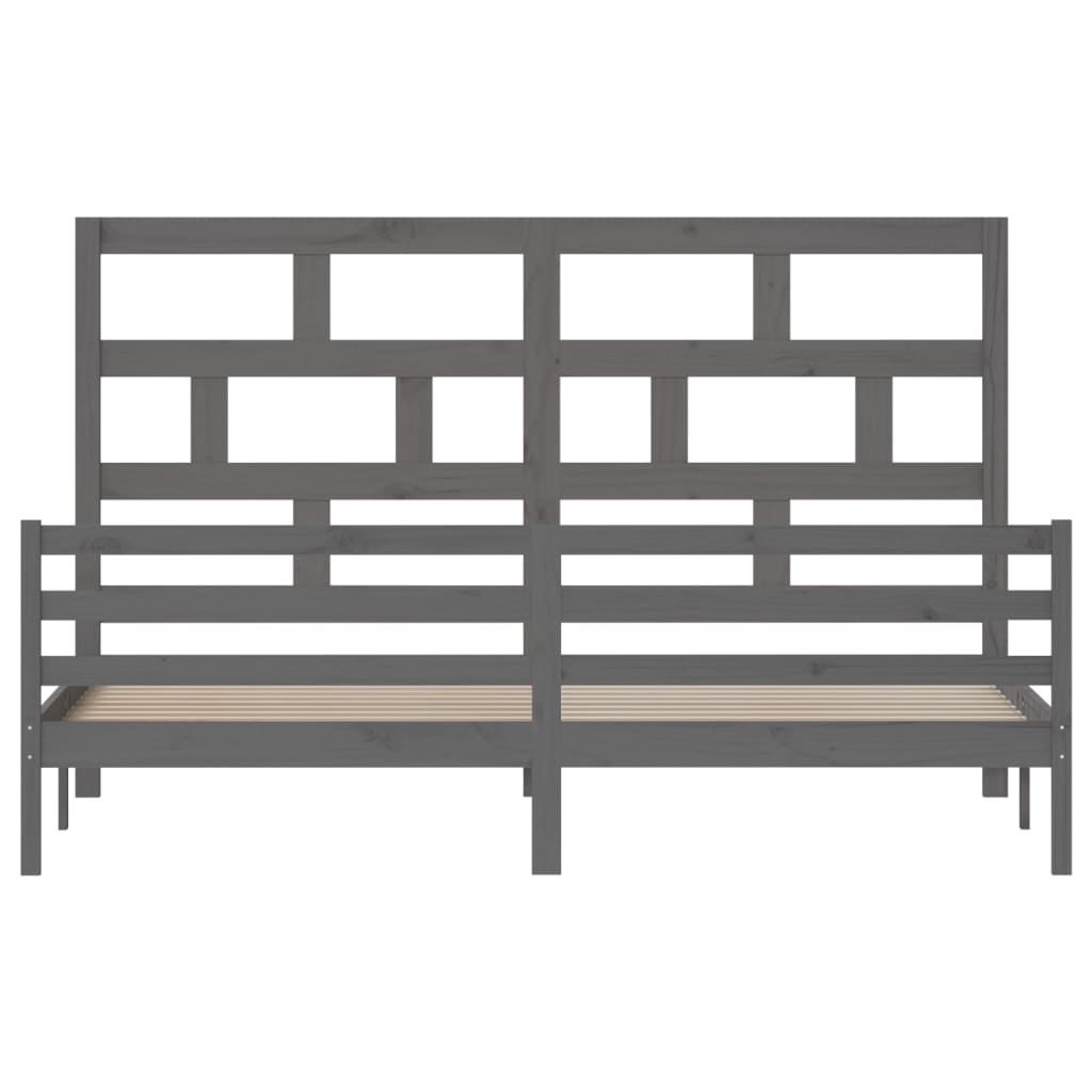 Cadre de lit sans matelas gris bois massif 200x200 cm - XIOS