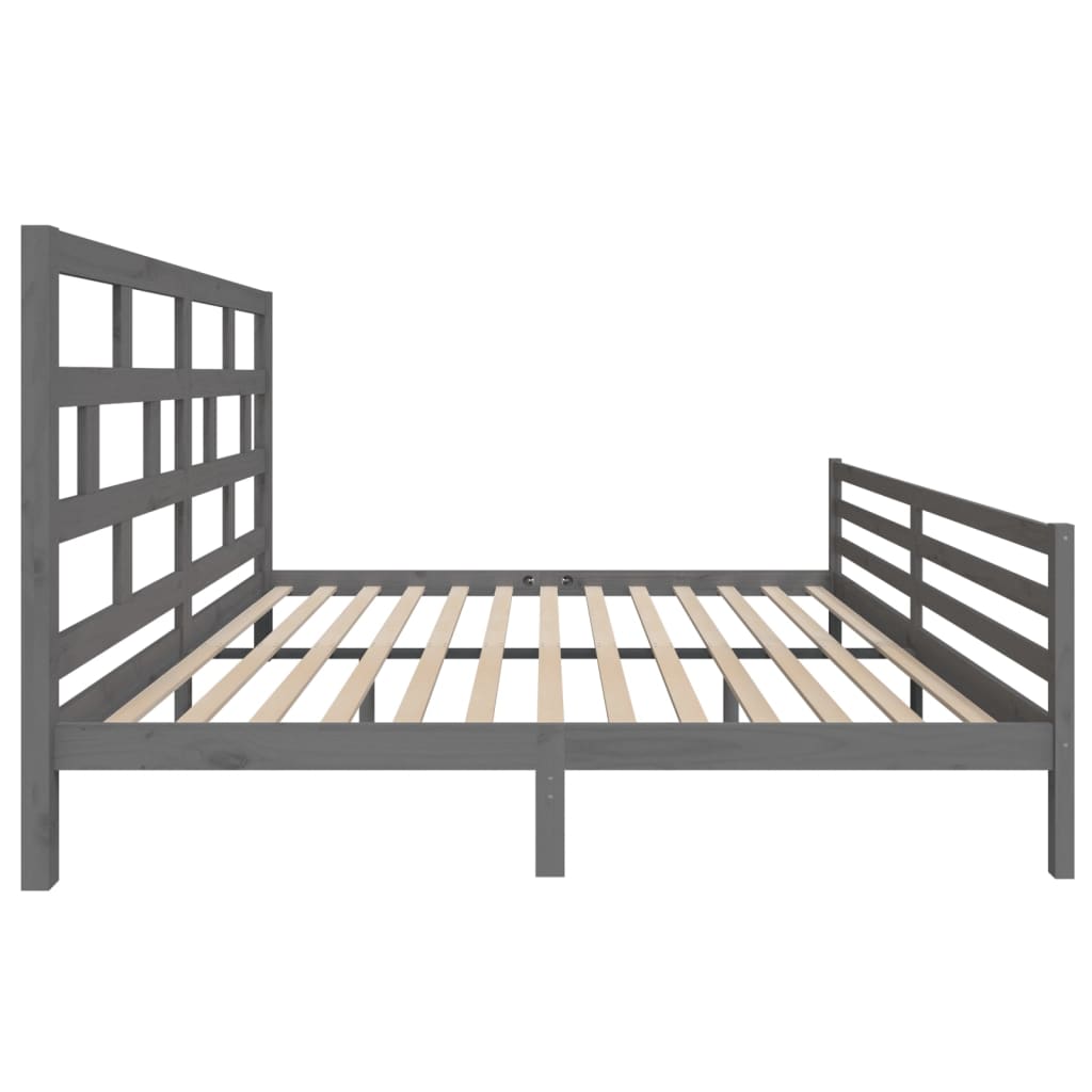 Cadre de lit sans matelas gris bois massif 200x200 cm - XIOS