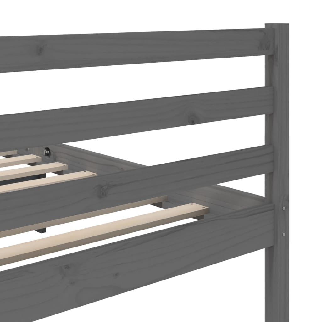 Cadre de lit sans matelas gris bois massif 200x200 cm - XIOS