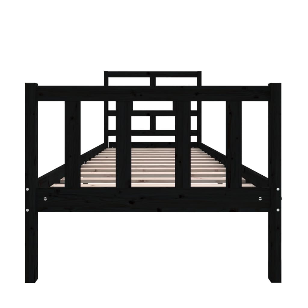 Cadre de lit sans matelas noir bois de pin massif - XIOS