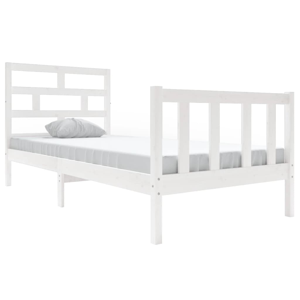 Cadre de lit sans matelas blanc bois de pin massif - XIOS