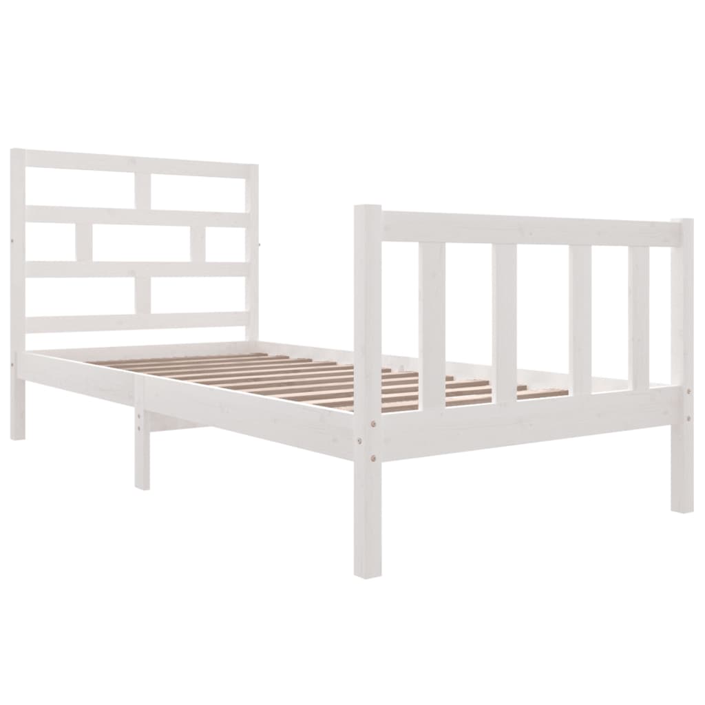 Cadre de lit sans matelas blanc bois de pin massif - XIOS
