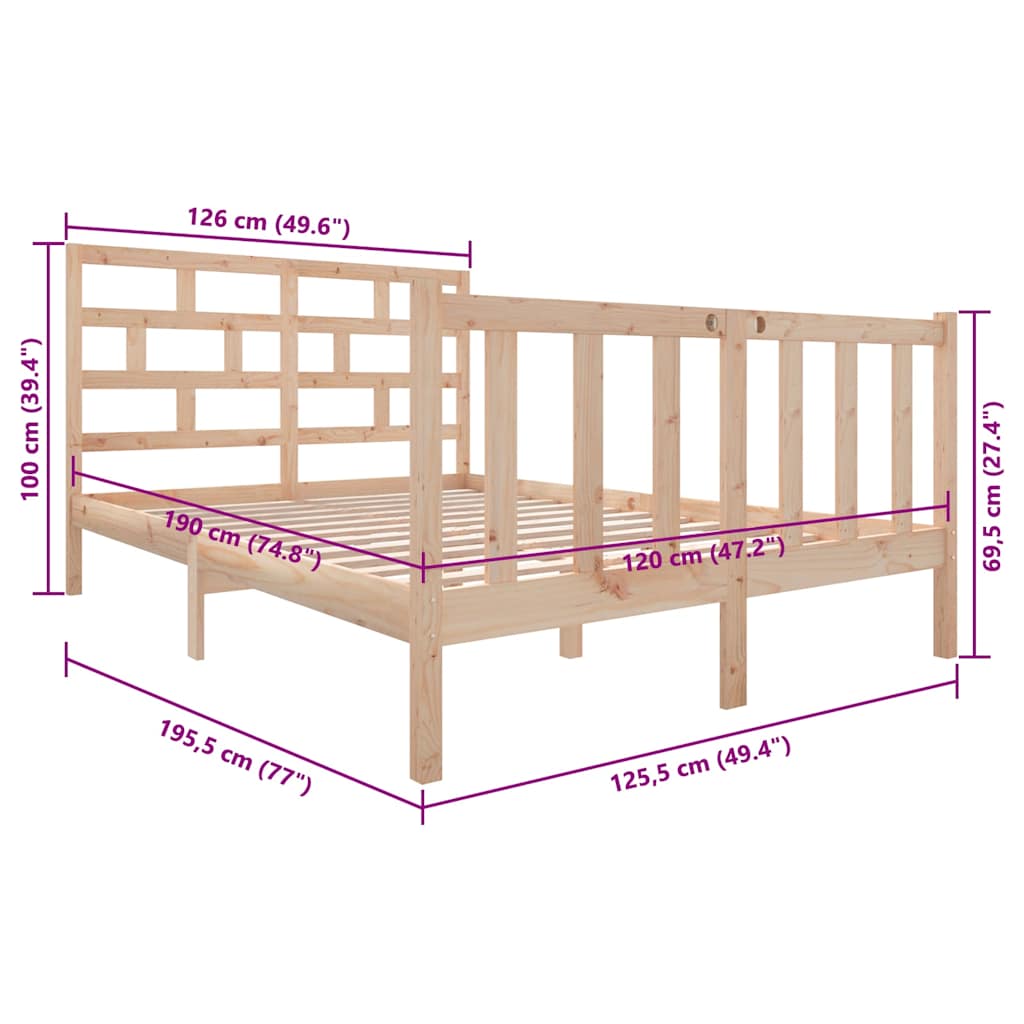 Cadre de lit sans matelas bois de pin massif - XIOS