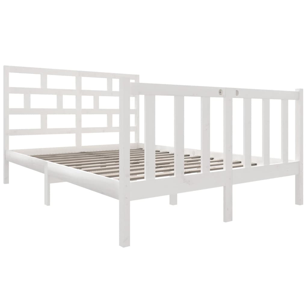 Cadre de lit sans matelas blanc bois de pin massif - XIOS