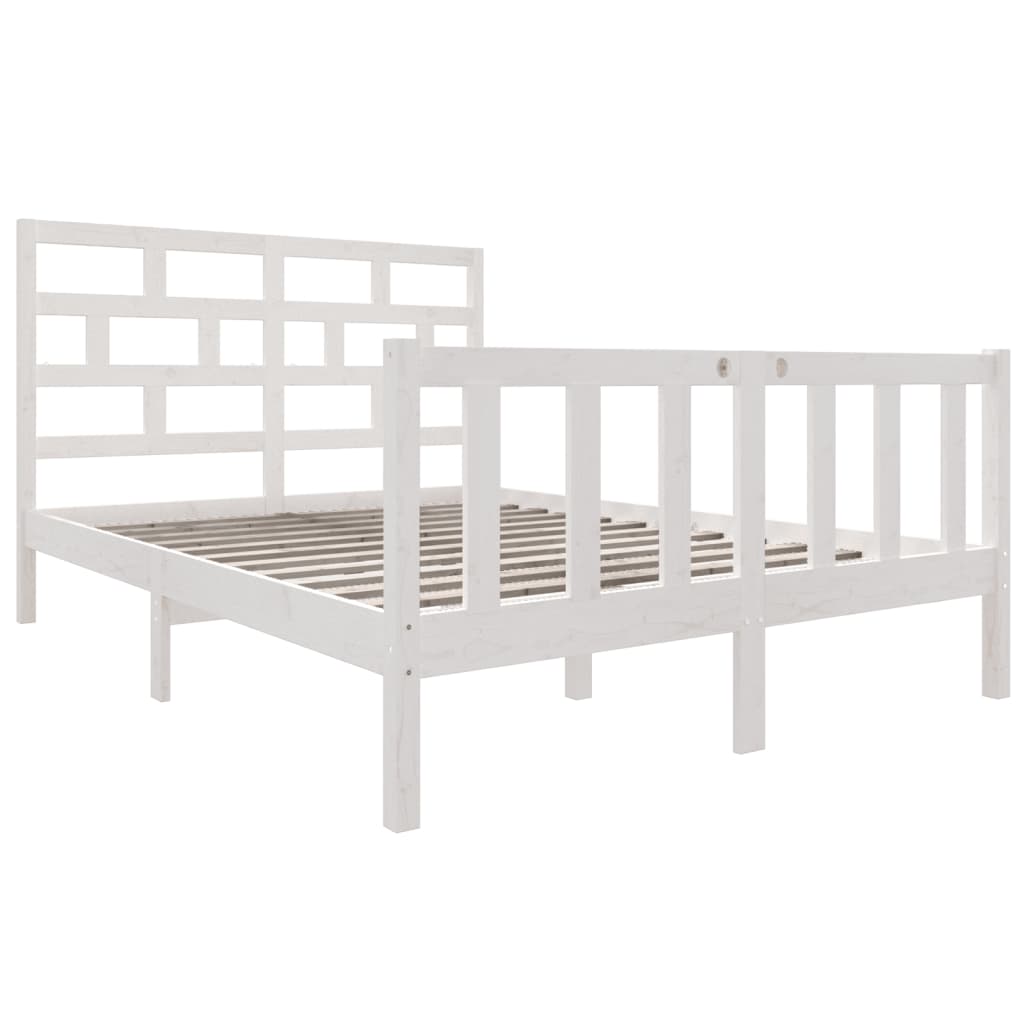 Cadre de lit sans matelas blanc bois de pin massif - XIOS