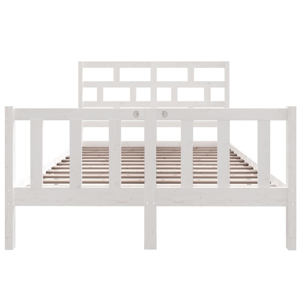 Cadre de lit sans matelas blanc bois de pin massif - XIOS