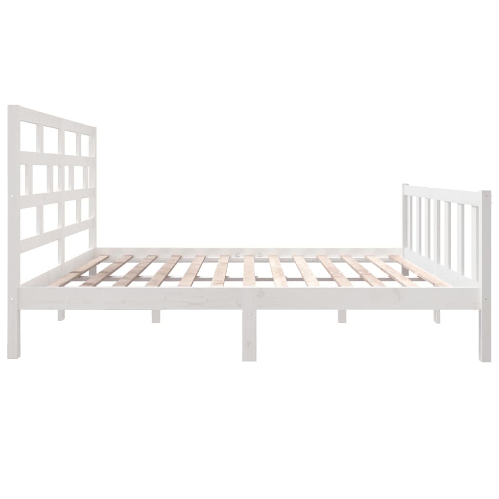 Cadre de lit sans matelas blanc bois de pin massif - XIOS
