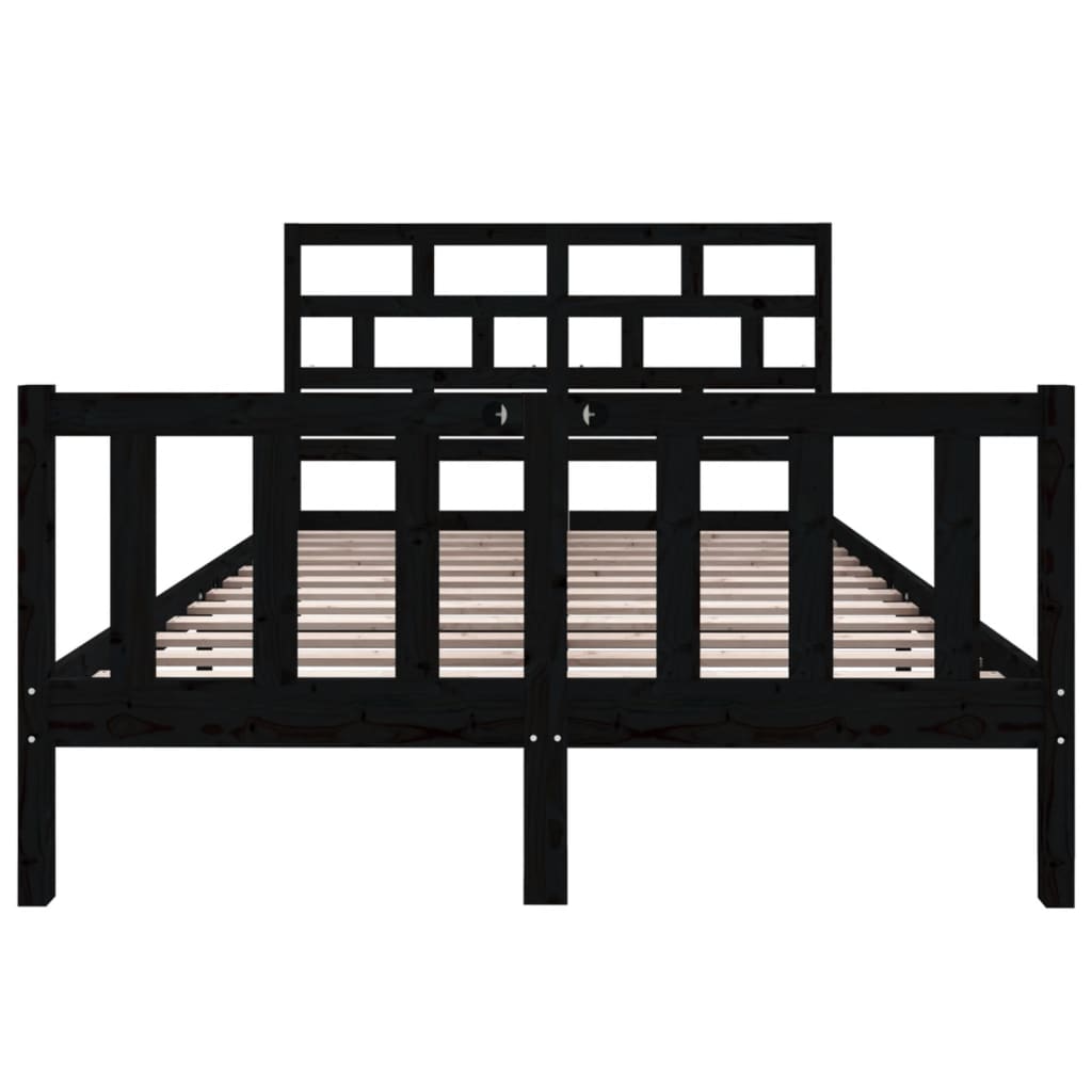 Cadre de lit sans matelas noir bois de pin massif - XIOS