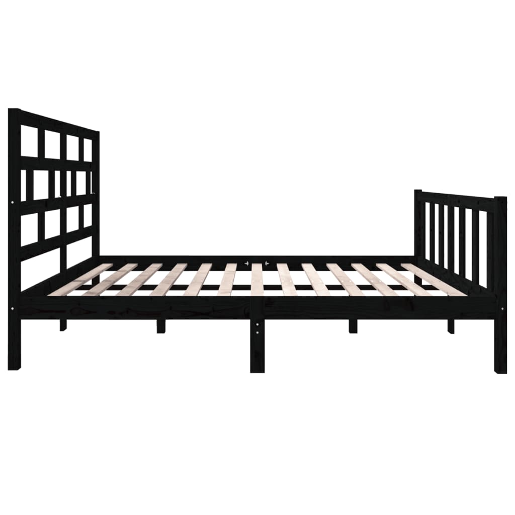 Cadre de lit sans matelas noir bois de pin massif - XIOS