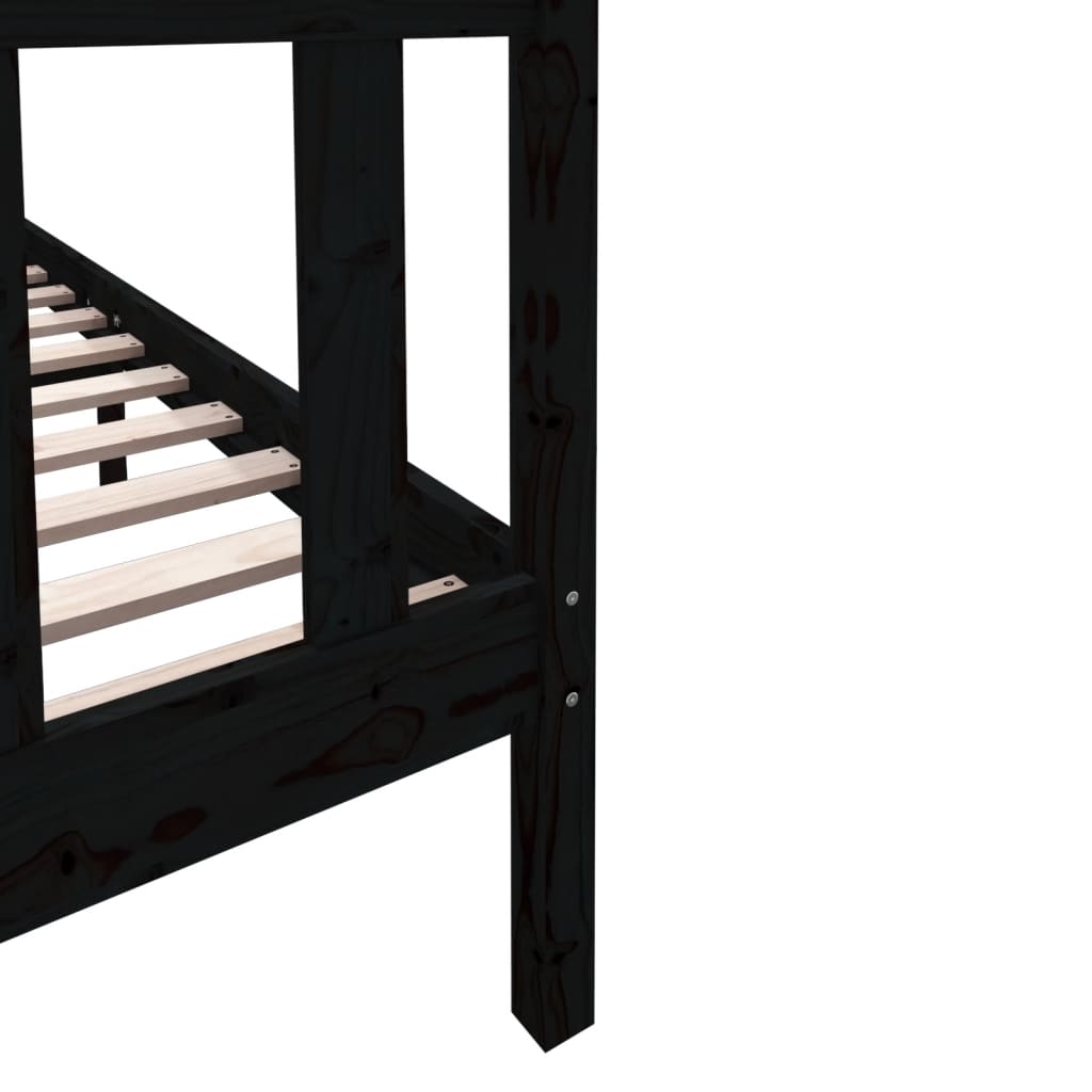 Cadre de lit sans matelas noir bois de pin massif - XIOS