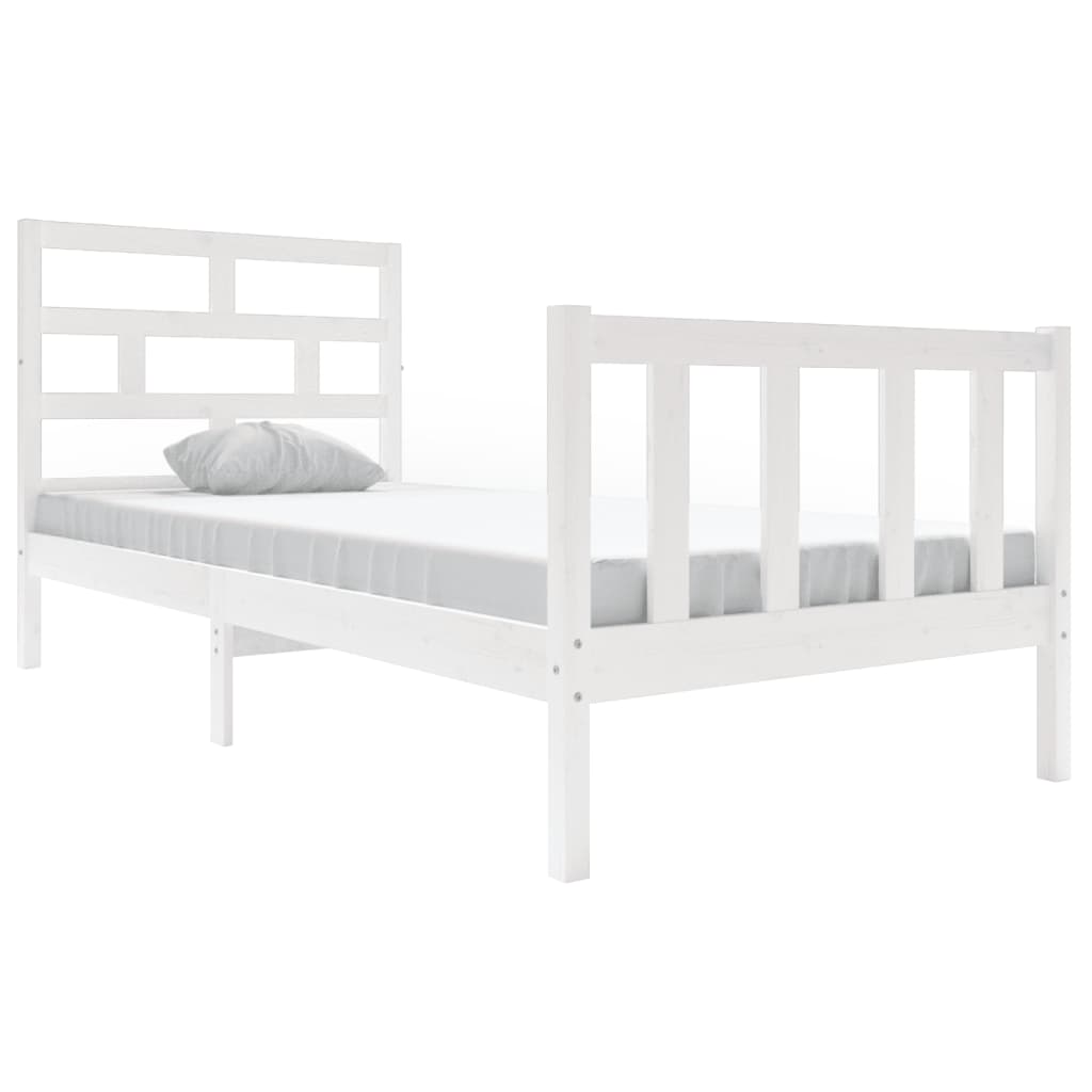 Cadre de lit sans matelas blanc bois massif 90x200 cm - XIOS