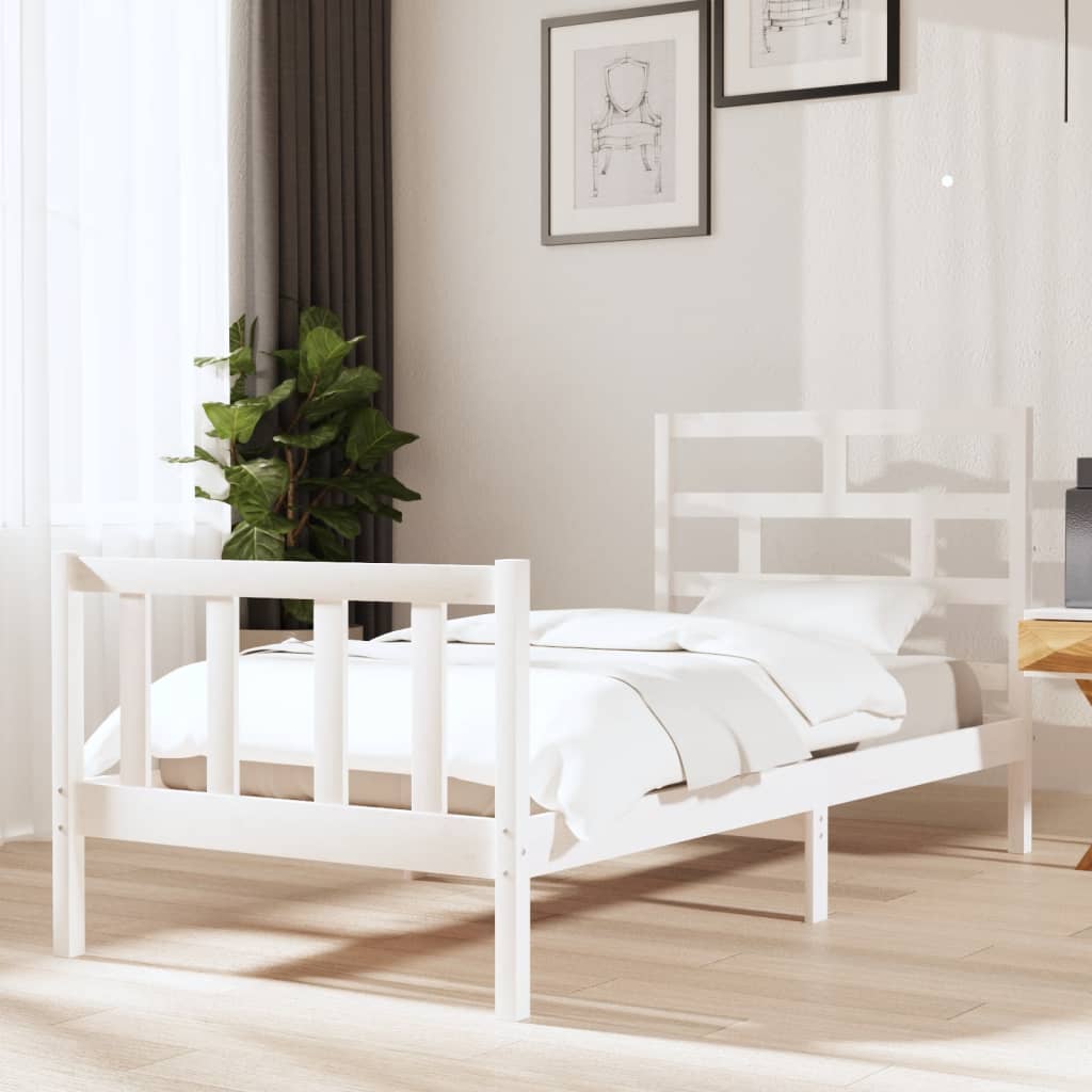 Cadre de lit sans matelas blanc bois massif 90x200 cm - XIOS