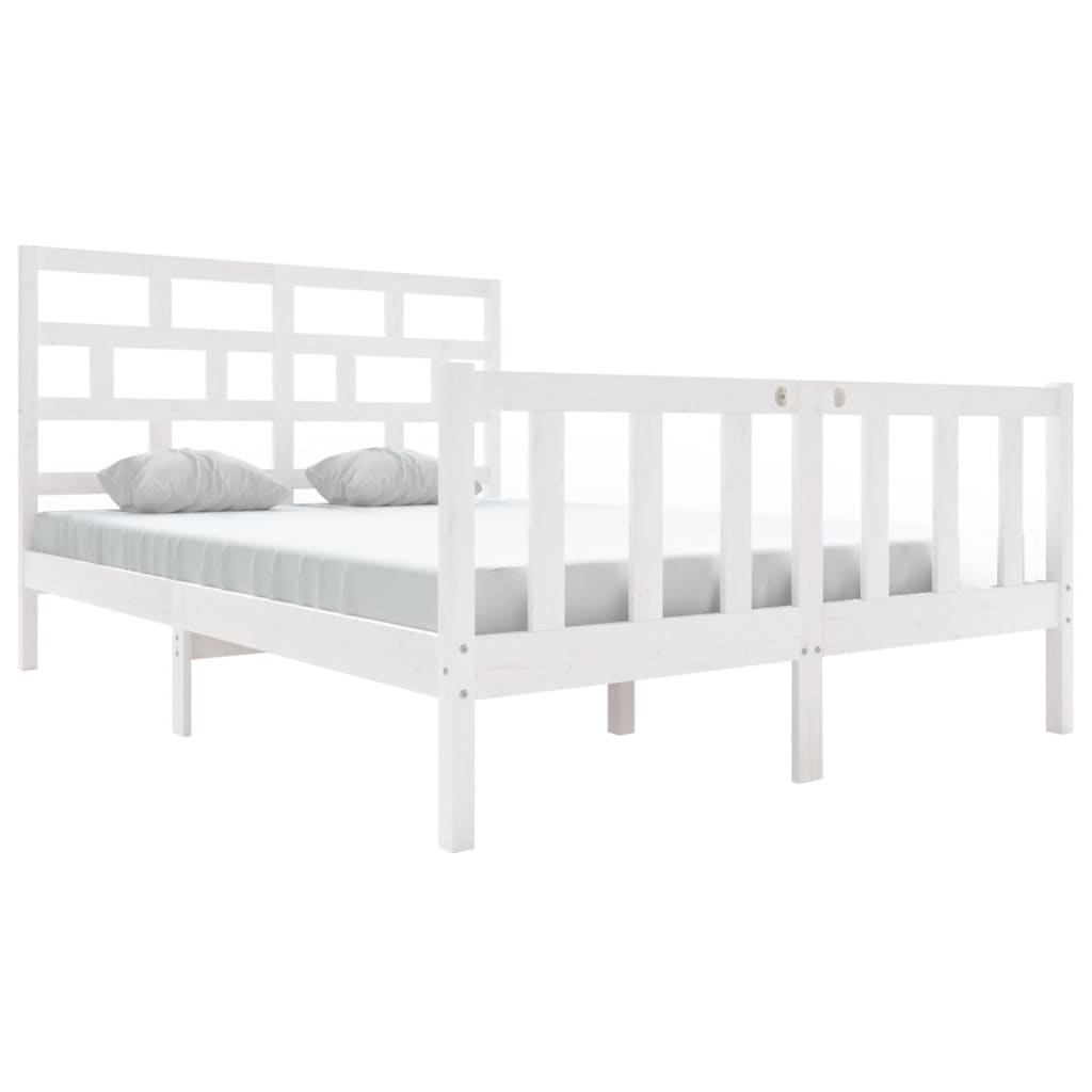 Cadre de lit sans matelas blanc bois massif 140x200 cm - XIOS