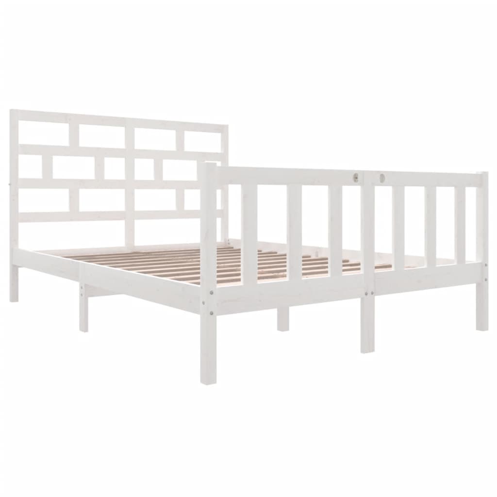 Cadre de lit sans matelas blanc bois massif 140x200 cm - XIOS