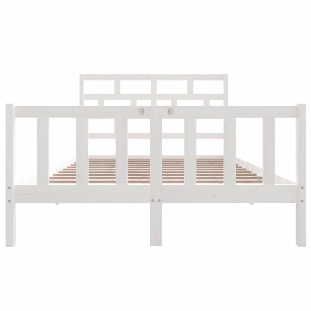 Cadre de lit sans matelas blanc bois massif 140x200 cm - XIOS