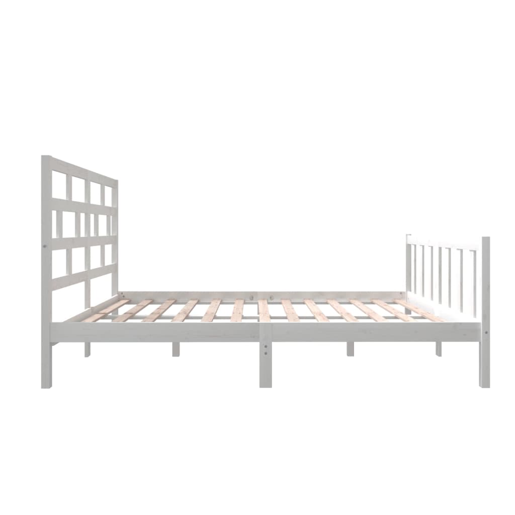 Cadre de lit sans matelas blanc bois massif 140x200 cm - XIOS