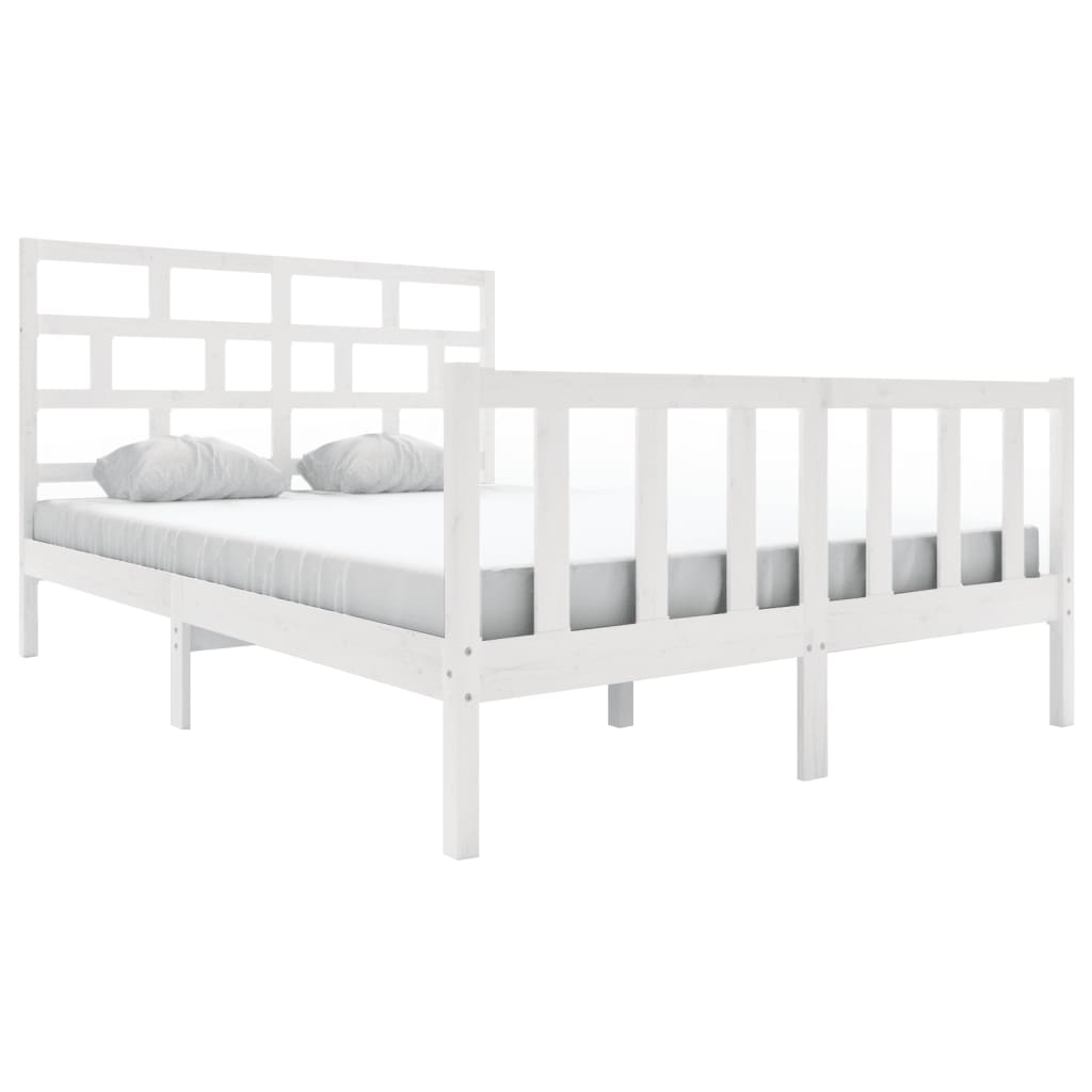 Cadre de lit sans matelas blanc bois massif 160x200 cm - XIOS