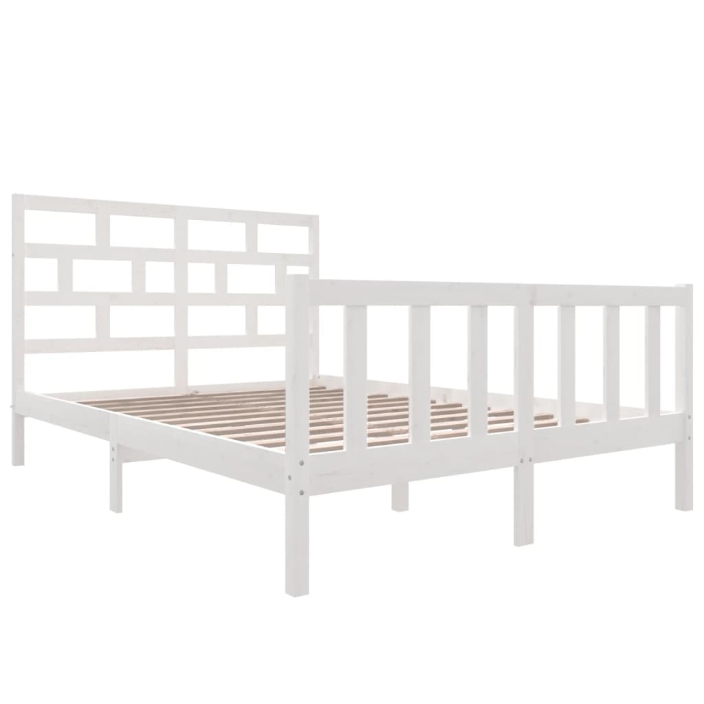 Cadre de lit sans matelas blanc bois massif 160x200 cm - XIOS