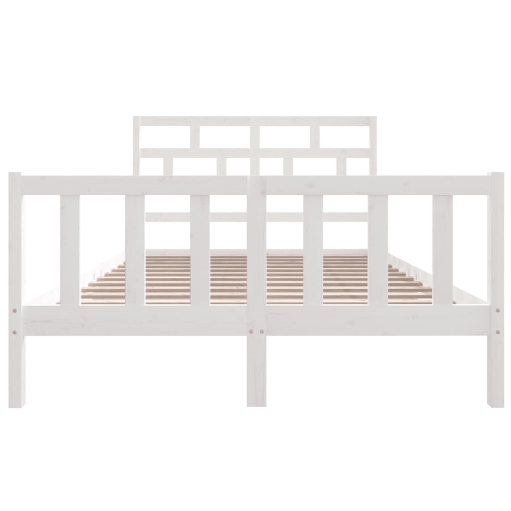 Cadre de lit sans matelas blanc bois massif 160x200 cm - XIOS
