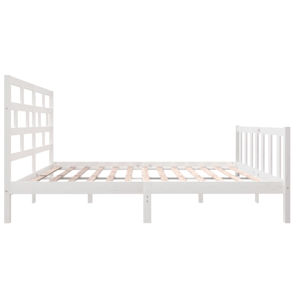 Cadre de lit sans matelas blanc bois massif 160x200 cm - XIOS
