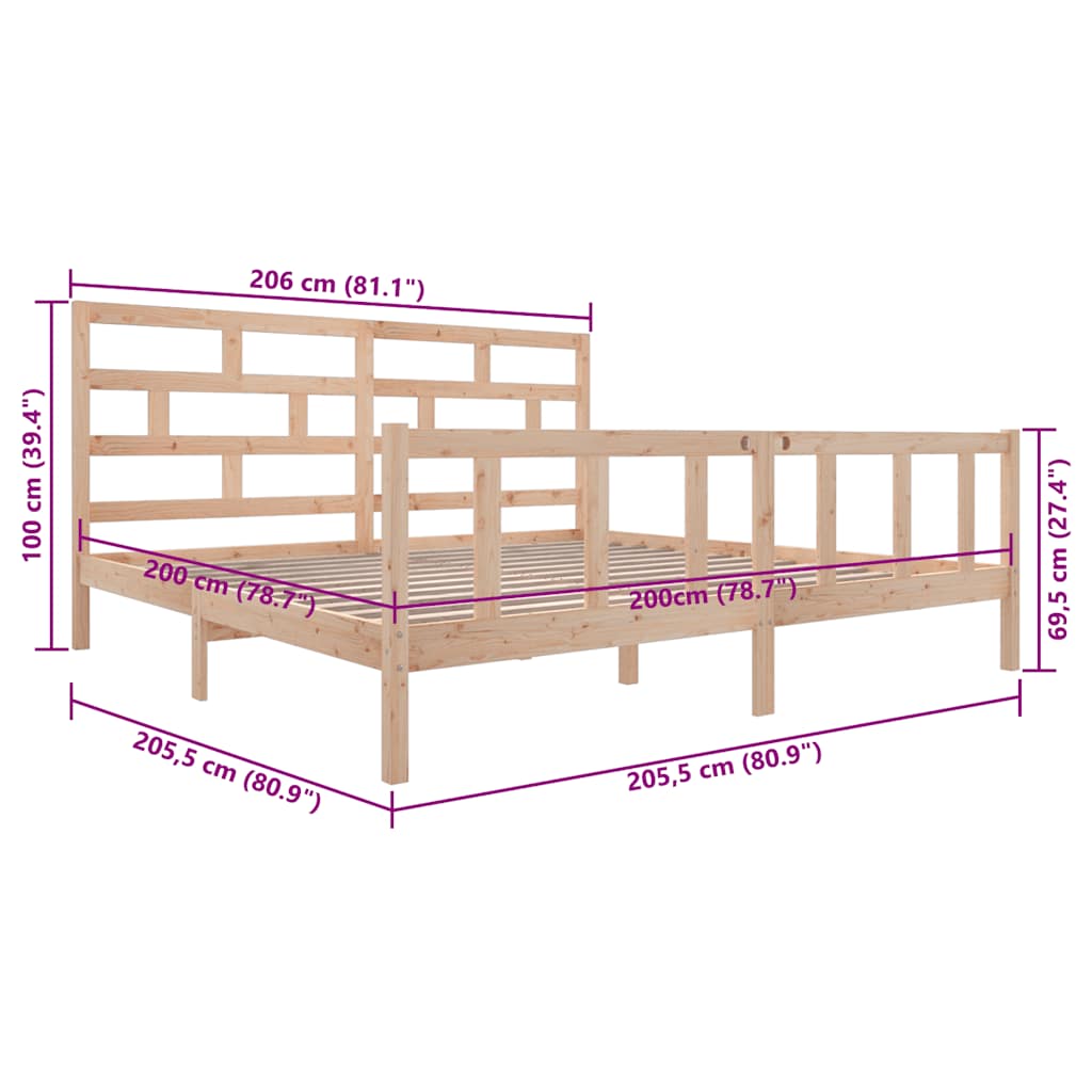 Cadre de lit sans matelas bois massif 200x200 cm - XIOS