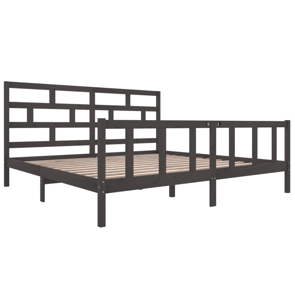 Cadre de lit sans matelas gris bois massif 200x200 cm - XIOS