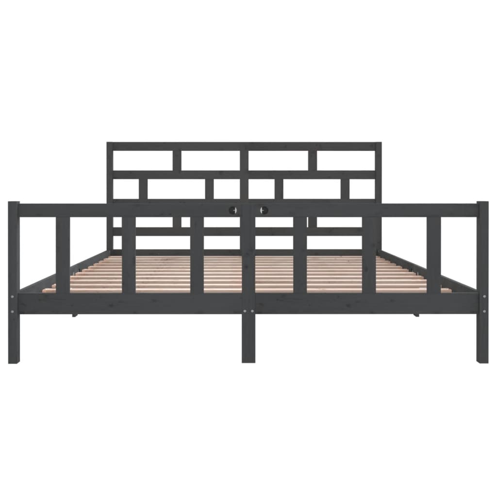 Cadre de lit sans matelas gris bois massif 200x200 cm - XIOS