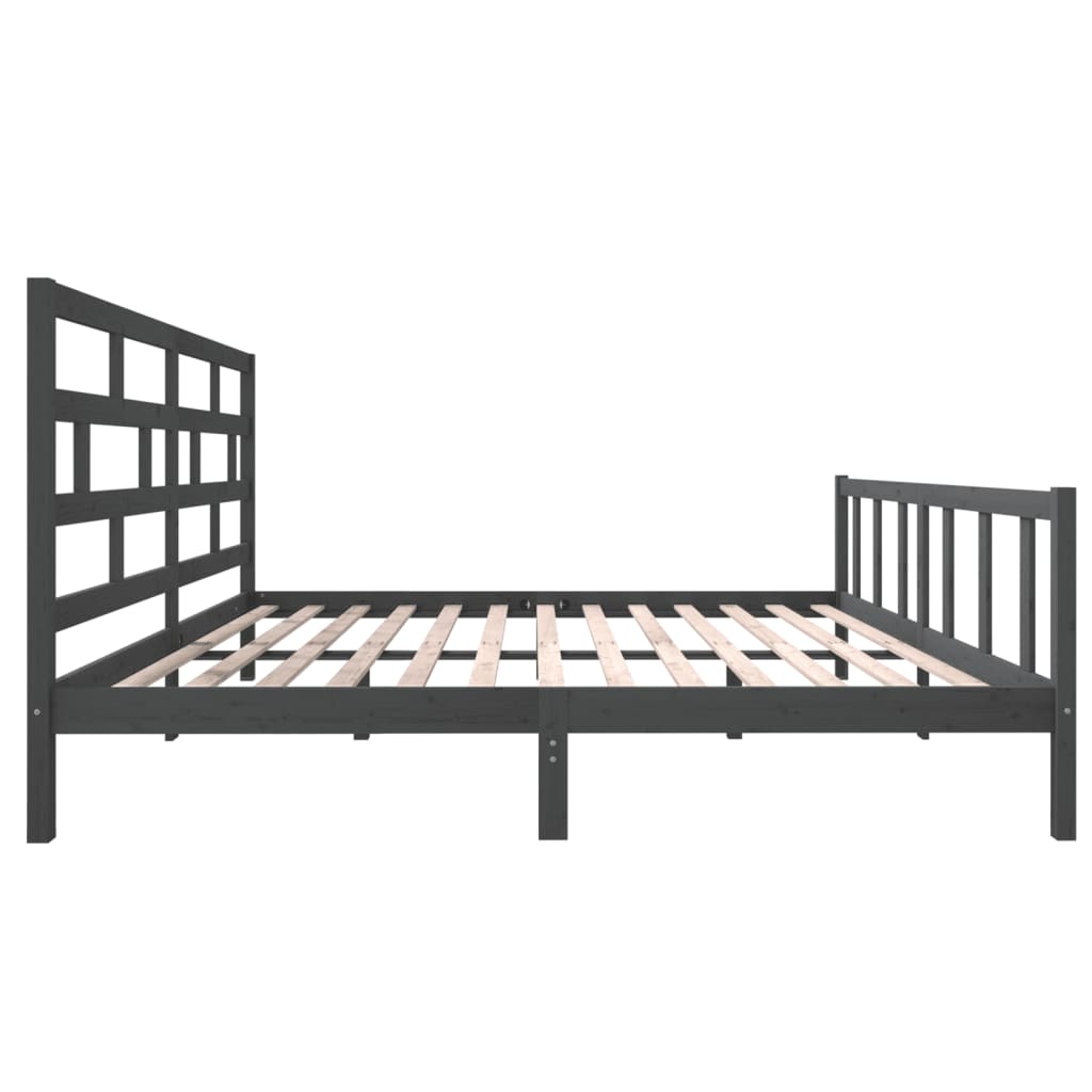 Cadre de lit sans matelas gris bois massif 200x200 cm - XIOS