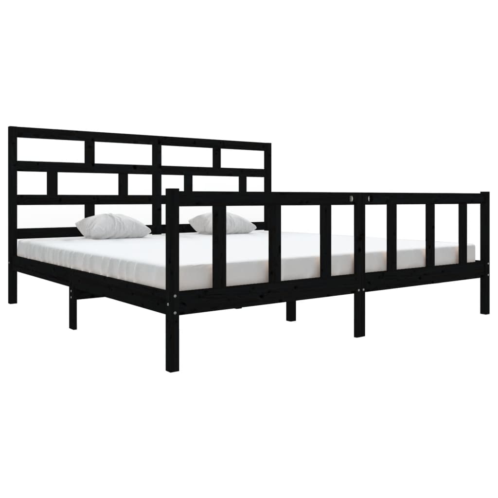 Cadre de lit sans matelas noir bois massif 200x200 cm - XIOS