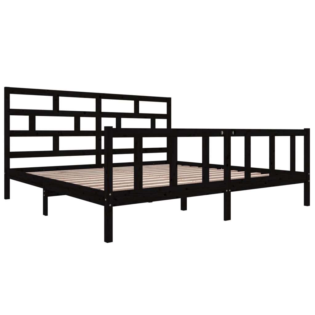 Cadre de lit sans matelas noir bois massif 200x200 cm - XIOS