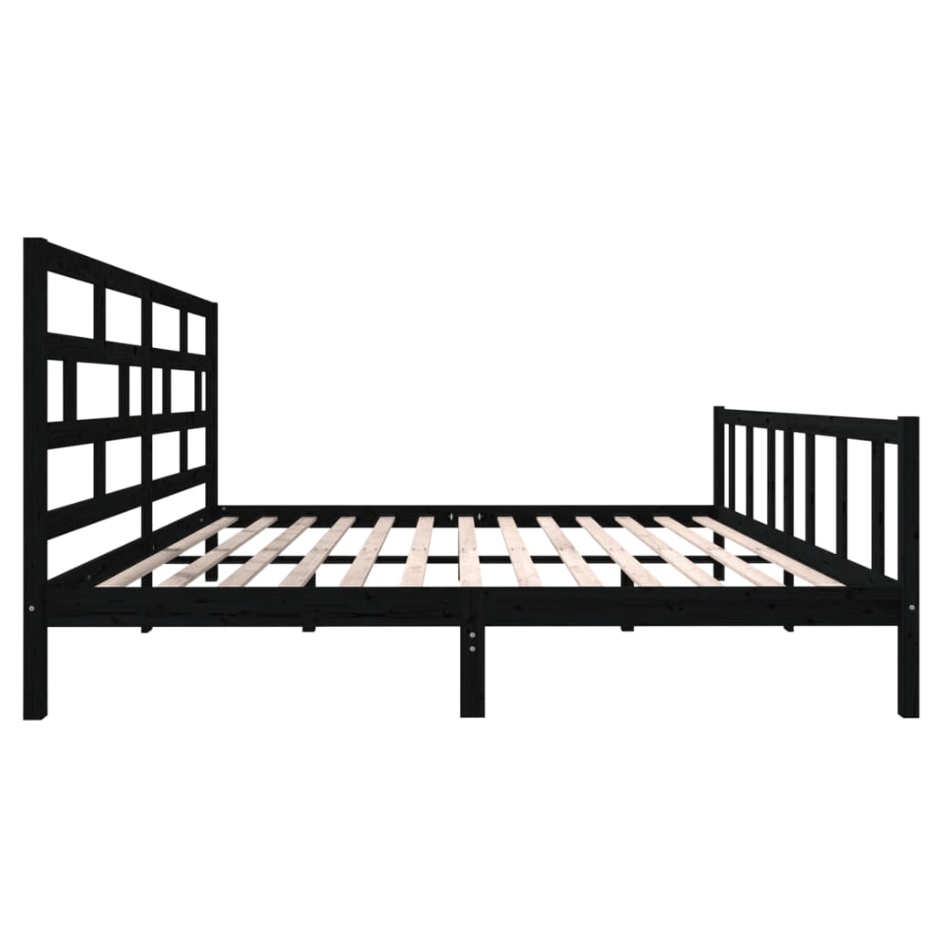 Cadre de lit sans matelas noir bois massif 200x200 cm - XIOS
