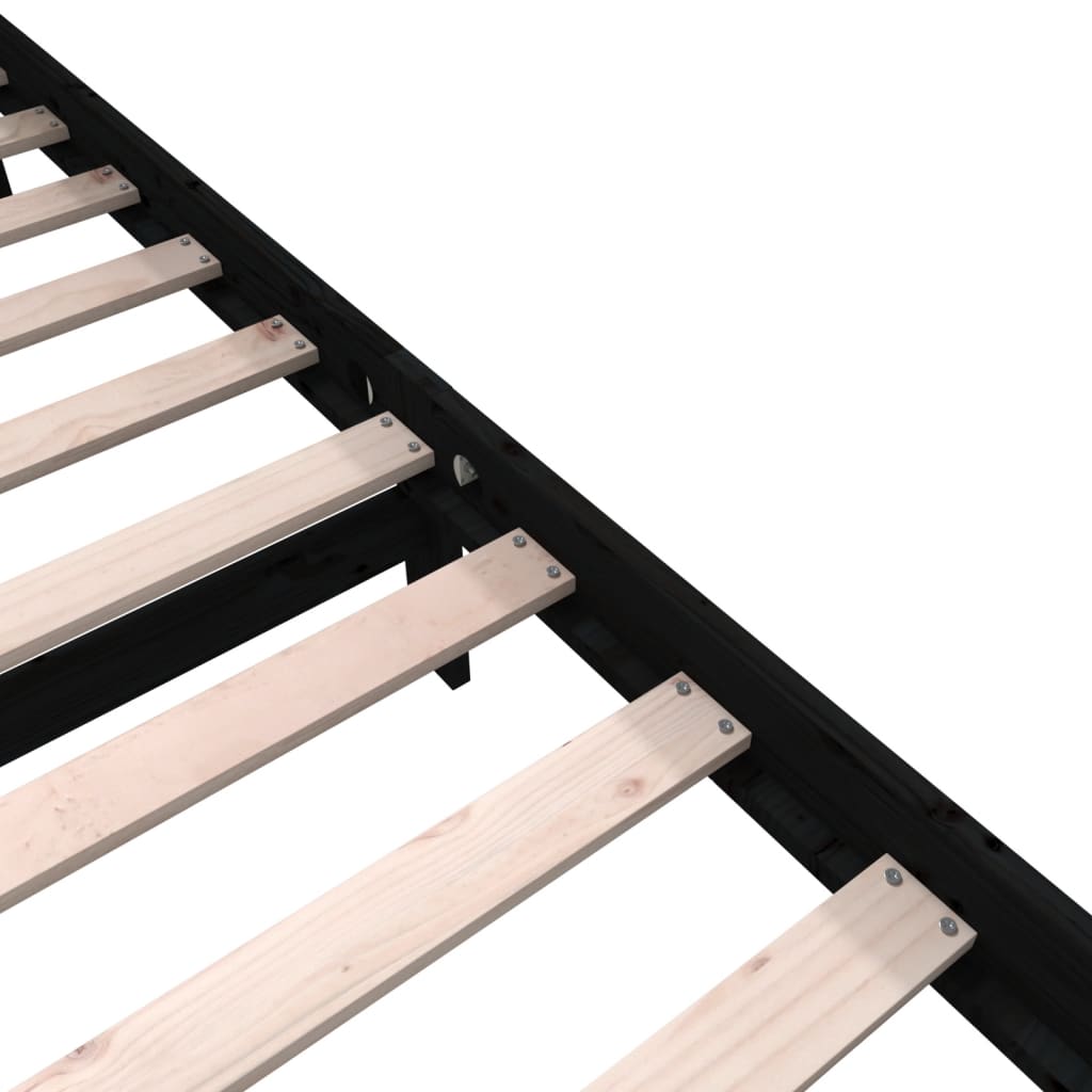 Cadre de lit sans matelas noir bois massif 200x200 cm - XIOS