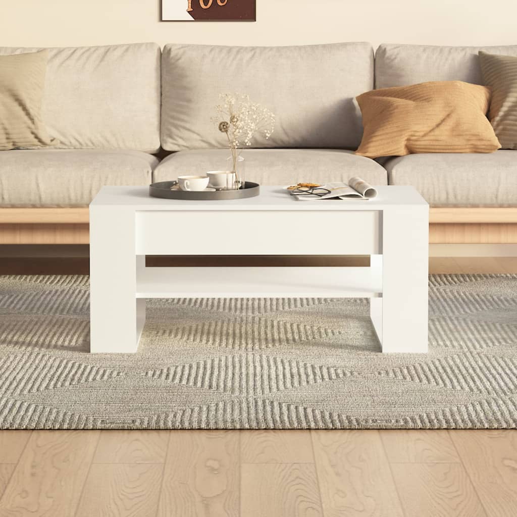 Table basse blanc 102x55x45 cm bois d'ingénierie - XIOS