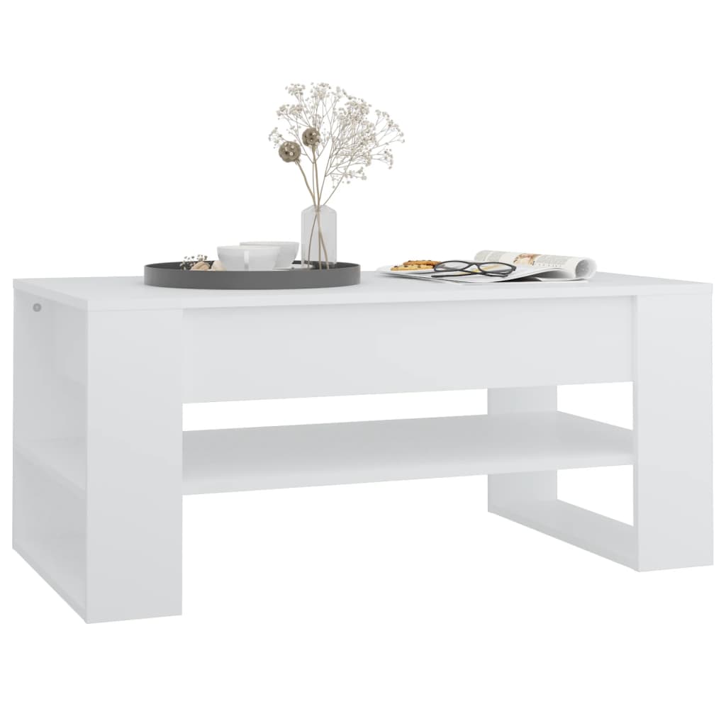Table basse blanc 102x55x45 cm bois d'ingénierie - XIOS