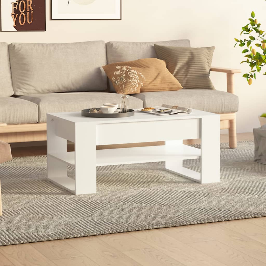 Table basse blanc 102x55x45 cm bois d'ingénierie - XIOS