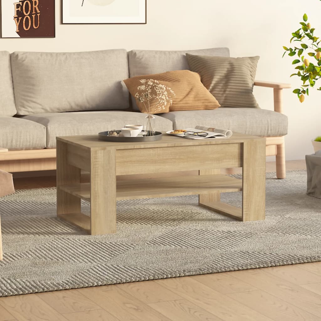 Table basse chêne sonoma 102x55x45 cm bois d'ingénierie - XIOS