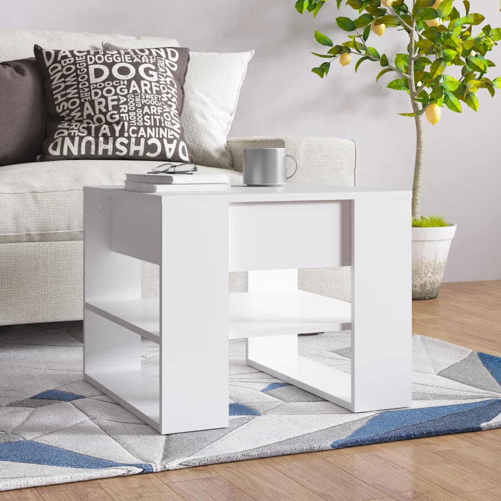 Table basse blanc 55,5x55x45 cm bois d'ingénierie - XIOS