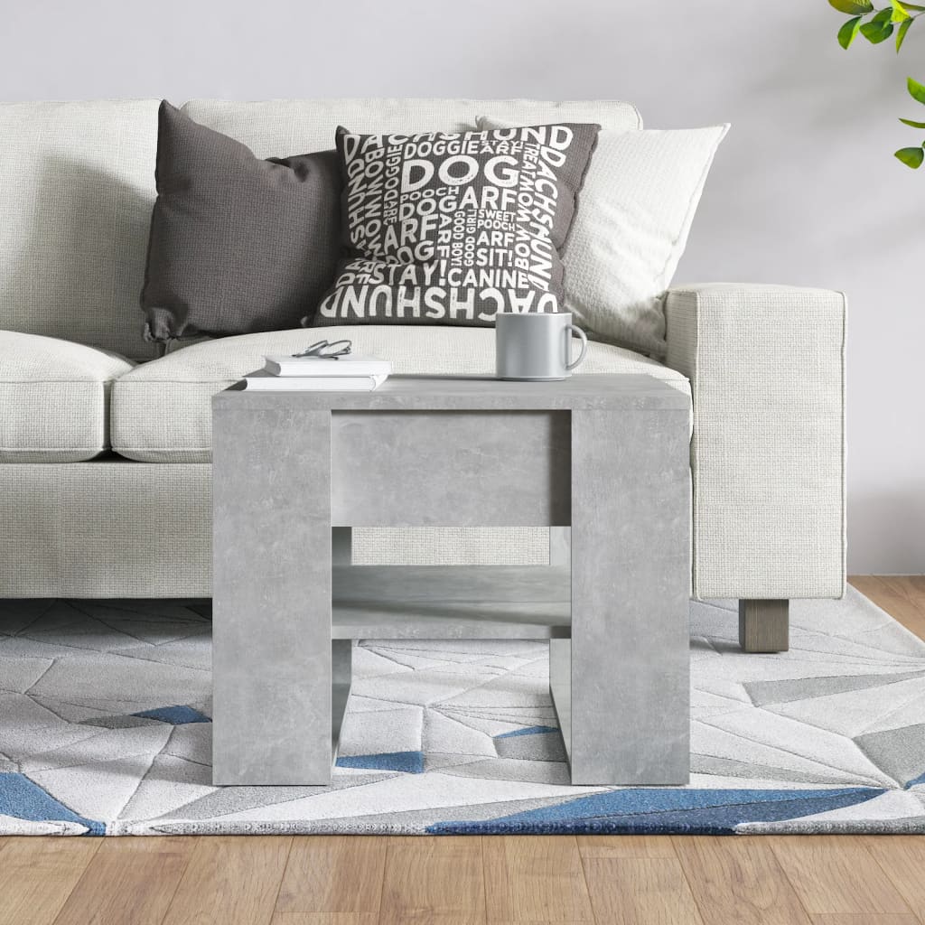 Table basse gris béton 55,5x55x45 cm bois d'ingénierie - XIOS