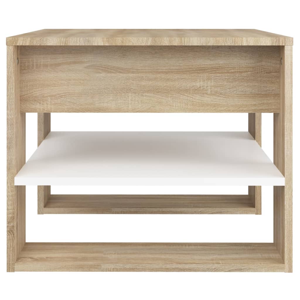 Table basse blanc chêne sonoma 55,5x55x45 cm bois d'ingénierie