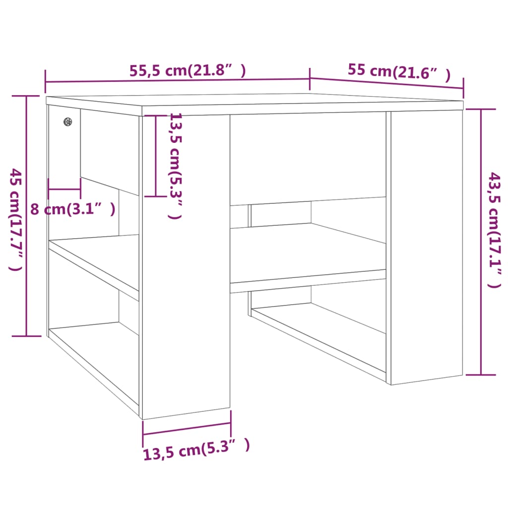 Table basse blanc chêne sonoma 55,5x55x45 cm bois d'ingénierie