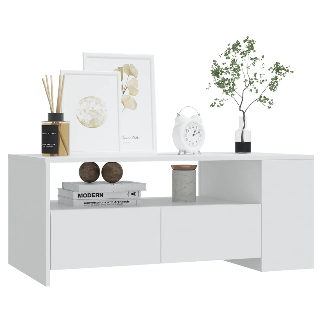 Table basse blanc 102x55x42 cm bois d'ingénierie - XIOS