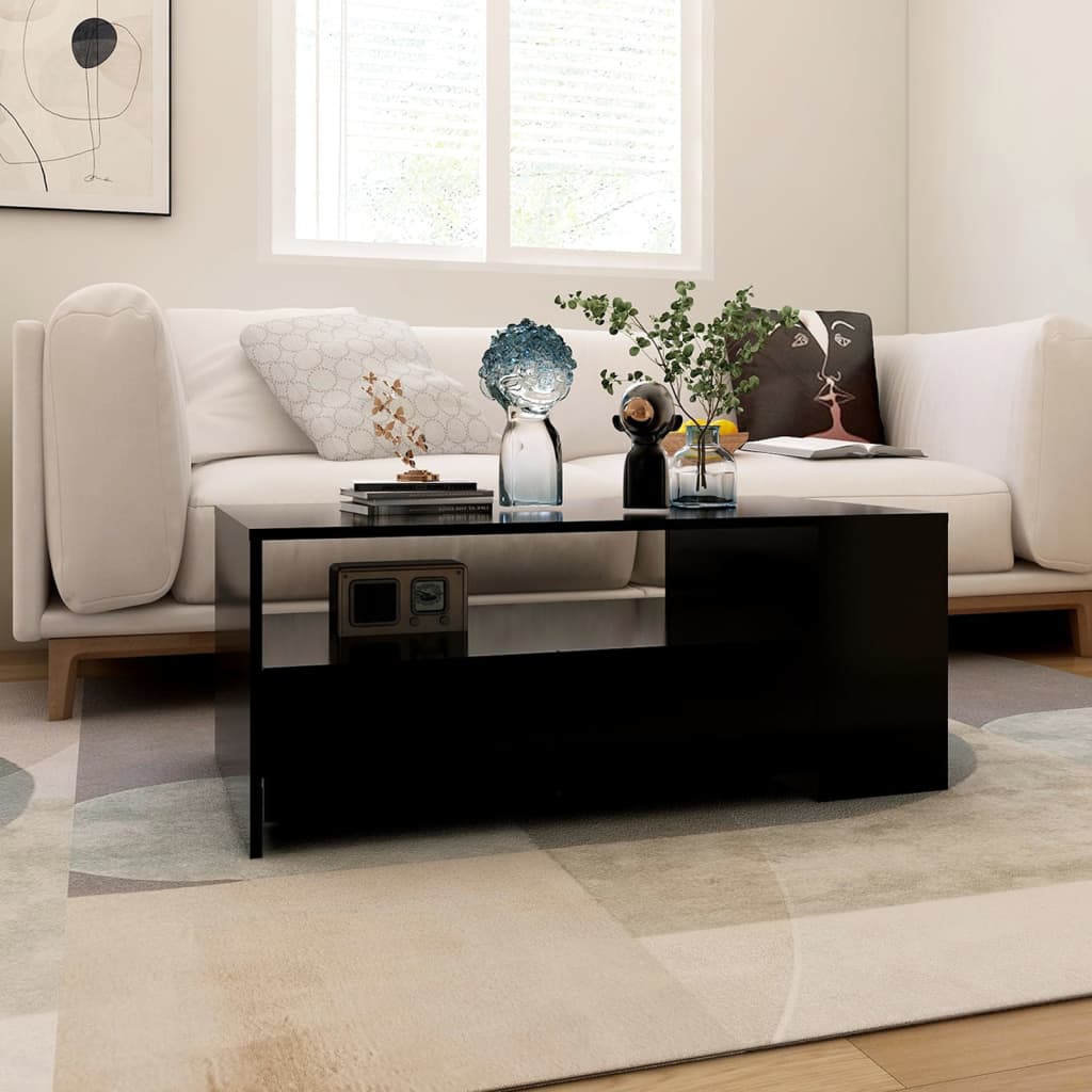 Table basse noir 102x55x42 cm bois d'ingénierie - XIOS