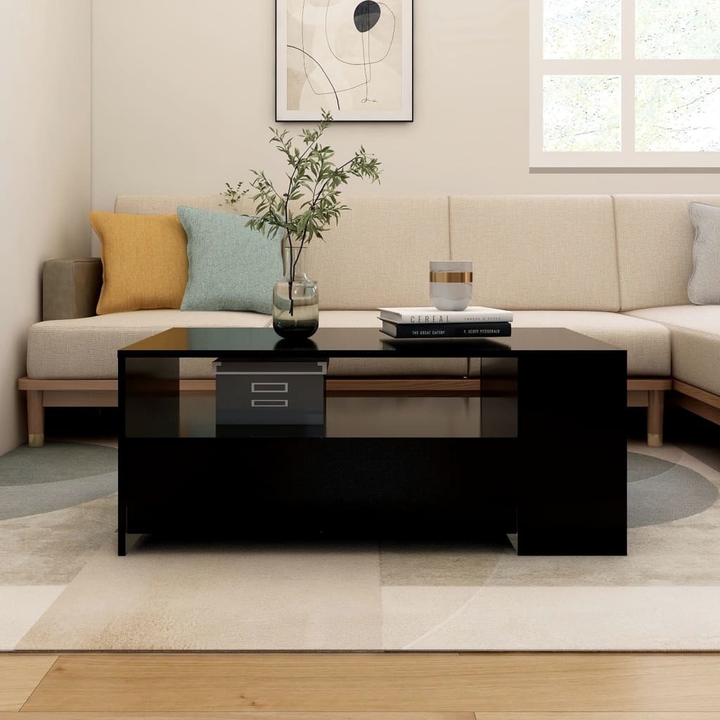 Table basse noir 102x55x42 cm bois d'ingénierie - XIOS