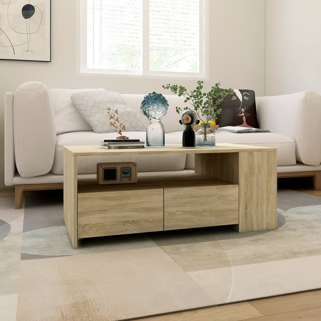 Table basse chêne sonoma 102x55x42 cm bois d'ingénierie - XIOS