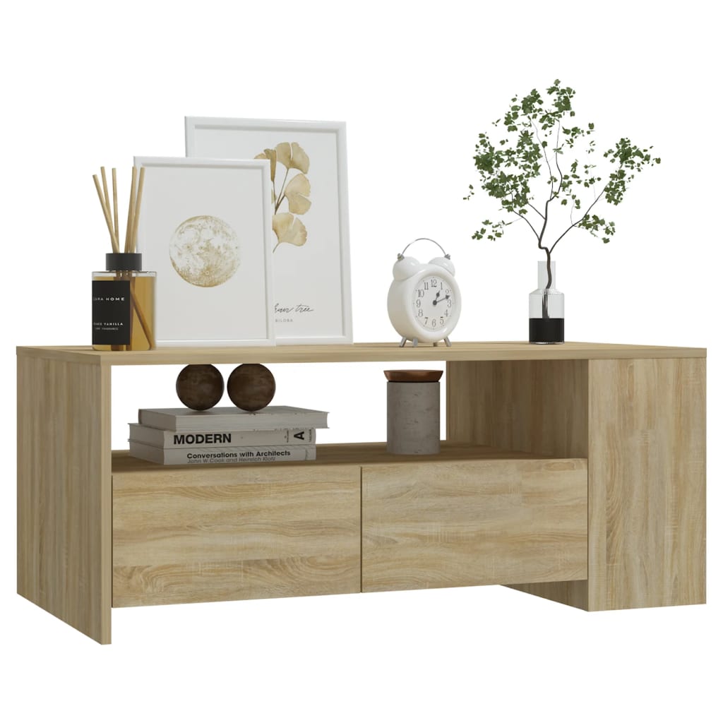 Table basse chêne sonoma 102x55x42 cm bois d'ingénierie - XIOS