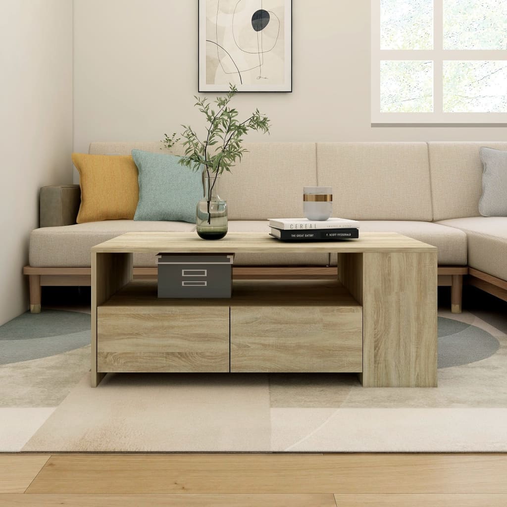 Table basse chêne sonoma 102x55x42 cm bois d'ingénierie - XIOS
