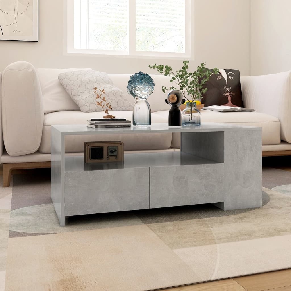 Table basse gris béton 102x55x42 cm bois d'ingénierie - XIOS