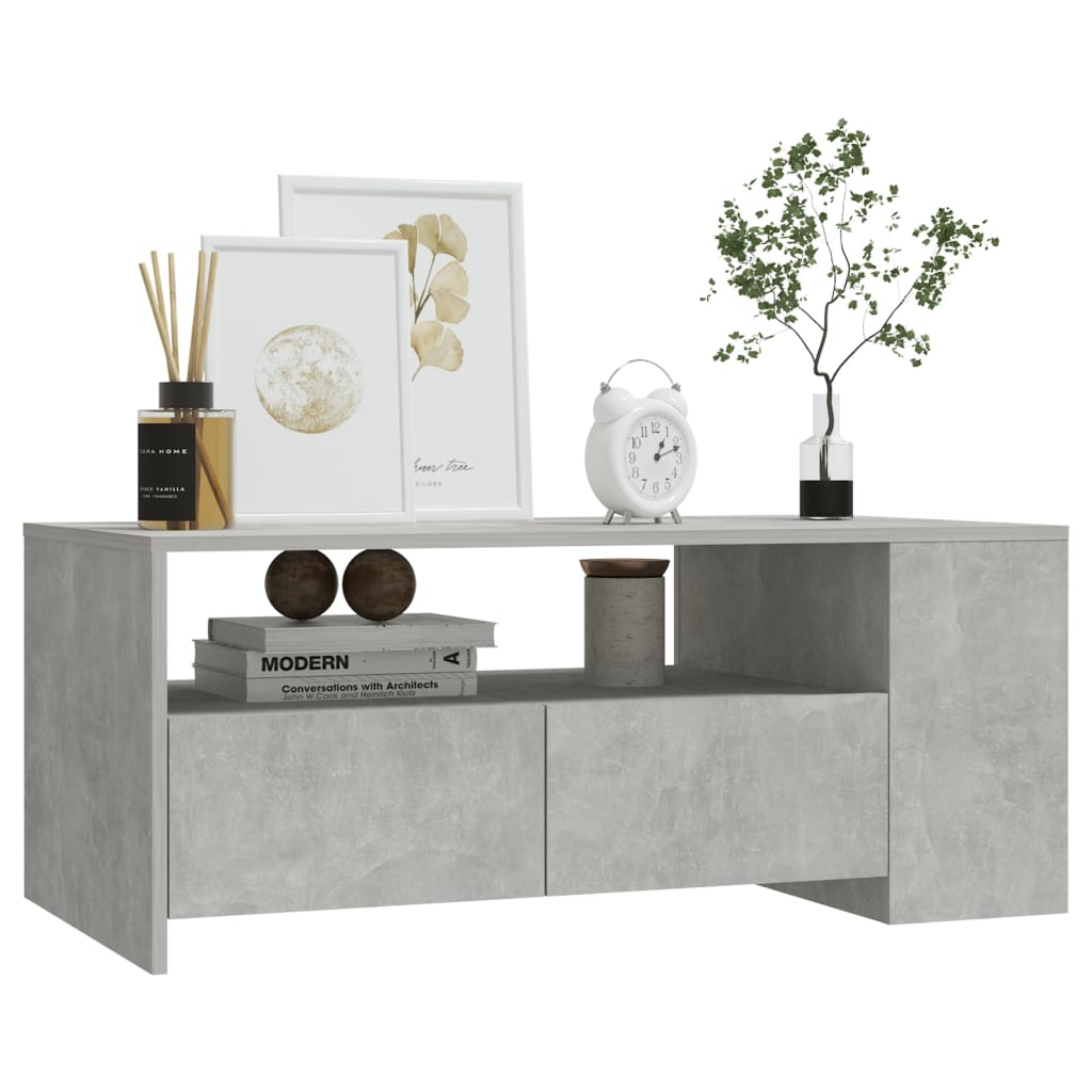 Table basse gris béton 102x55x42 cm bois d'ingénierie - XIOS